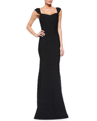 Herve Leger Cap Sleeve Sweetheart Bandage Gown