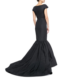 Christian Siriano Cap Sleeve Silk Faille Trumpet Gown