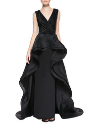 Christian Siriano Sleeveless Flounce Overlay Gown