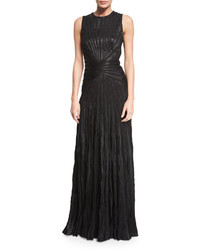 Ralph Lauren Collection Larisa Sleeveless Plisse Evening Gown Black