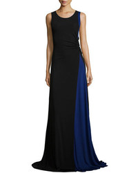 Armani Collezioni Colorblock Ruched Jersey Gown Blackbluette