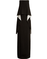 Givenchy Contrast Panel Boat Neck Stretch Cady Gown