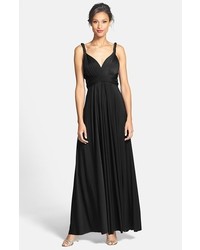 Dessy Collection Convertible Wrap Tie Surplice Jersey Gown