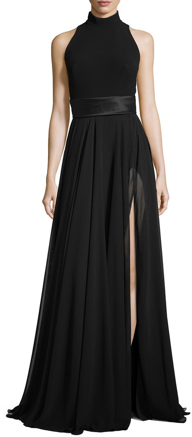 black chiffon gown