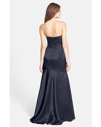 Dessy Collection Ruched Satin Strapless Gown
