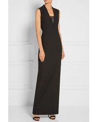 Elizabeth and James Dori Faux Leather Trimmed Stretch Twill Gown Black