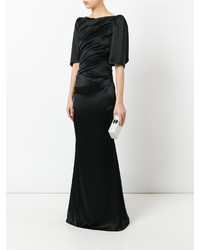 Talbot Runhof Draped Fitted Evening Gown