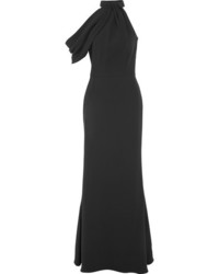 Alexander McQueen Draped Silk Cady Halterneck Gown Black