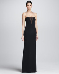 Emilio Pucci Strapless Sheer Inset Gown Black