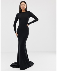 Club L London Fishtail Maxi Dress In Black
