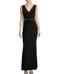 Laundry by Shelli Segal Fitted Gown With Metal Belt Black