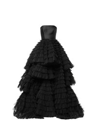 Isabel Sanchis Frill Layered Flared Gown
