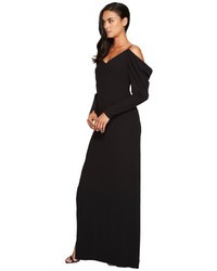 Halston Heritage Cold Shoulder Draped Long Sleeve Gown Dress