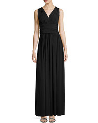 Halston Heritage Cross Back Jersey Gown Black