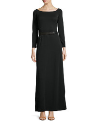 Halston Heritage Long Sleeve Off The Shoulder Gown Black