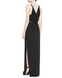 Halston Heritage Sleeveless Gown W Multi Needle Belt