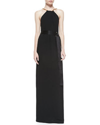 Halston Heritage Sleeveless Gown W Multi Needle Belt