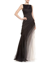 Halston Heritage Sleeveless Ombre Tiered Gown