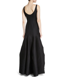 Halston Heritage Tulip Skirt Sleeveless Gown Black