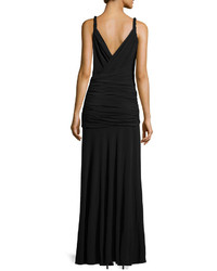 Halston Heritage Twisted Ruched Jersey Gown Black