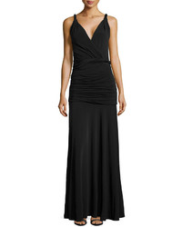 Halston Heritage Twisted Ruched Jersey Gown Black