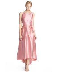Alfred Sung Highlow Hem Sateen Twill Open Back Gown