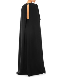 Valentino Jewel Neck Half Sleeve Capelet Gown Black