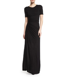 A.L.C. Laila Short Sleeve Ruched Maxi Dress Black