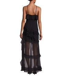 Alice + Olivia Laverne Asymmetrical Ruffle Gown