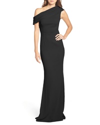 Katie May Layla Pleat One Shoulder Crepe Gown