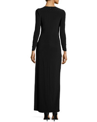 Laundry by Shelli Segal Long Sleeve Faux Wrap Gown