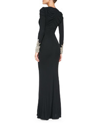 Alexander McQueen Long Sleeve Gown With Crystal Cuffs