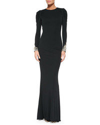 Alexander McQueen Long Sleeve Gown With Crystal Cuffs