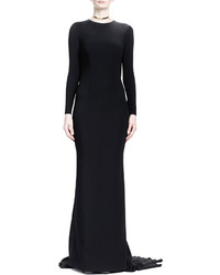 Stella McCartney Long Sleeve Gown With Fringe Covered Open Back