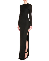Givenchy Long Sleeve High Slit Jersey Column Dress