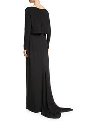 Zac Posen Long Sleeve Popover Gown Black