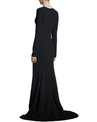 Thakoon Long Sleeve Sheer Inset Gown Black