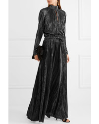 PIERRE BALMAIN Metallic Pliss Jersey Gown Black