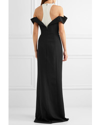 Thierry Mugler Mugler Cold Shoulder Crepe Gown Black