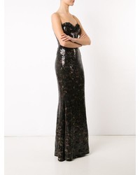 Marchesa Notte Sequined Strapless Gown
