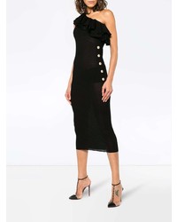 Balmain One Shoulder Dress With Gold Buttons