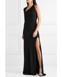Michelle Mason One Shoulder Open Back Stretch Crepe Gown