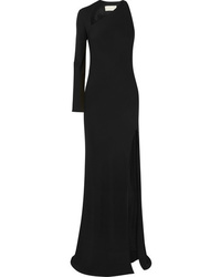 Michelle Mason One Shoulder Open Back Stretch Crepe Gown