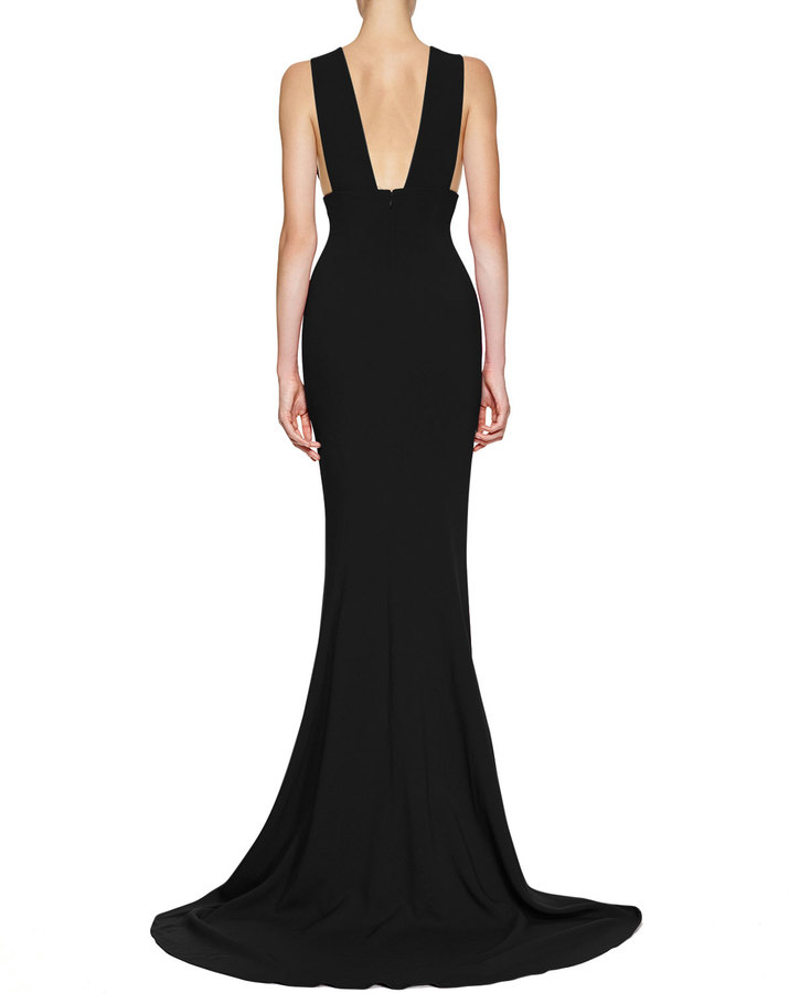 Stella McCartney Plunging Sleeveless Godet Gown Black, $3,850 | Neiman ...