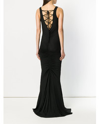 Fisico Rear Lace Up Ruched Maxi Gown