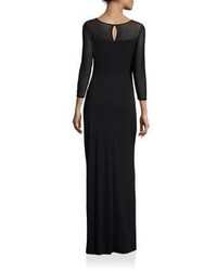 Laundry by Shelli Segal Ruched Three Quarter Sleeve Gown