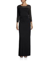 Laundry by Shelli Segal Ruched Three Quarter Sleeve Gown