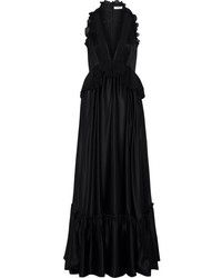 Givenchy Ruffled Gown In Black Silk Satin