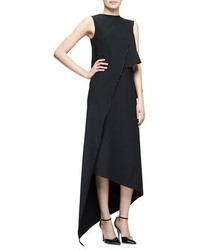Zac Posen Sleeveless Asymmetric Midi Dress Black