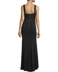 Donna Karan Sleeveless Crisscross Bodice Evening Gown Black